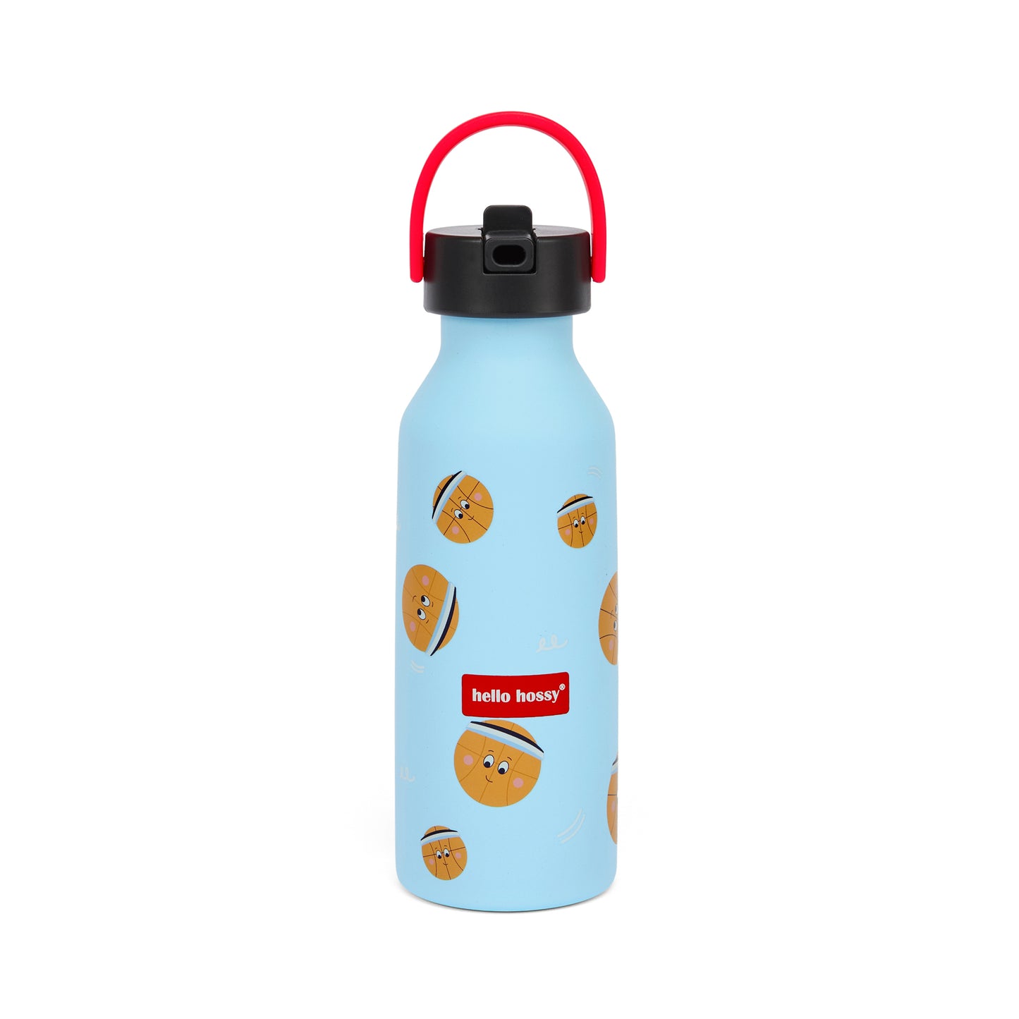 Gourde enfant bleu motif sport anse rouge Hello Hossy