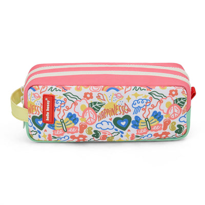Trousse scolaire enfant imprimé art coloré double compartiment Hello Hossy