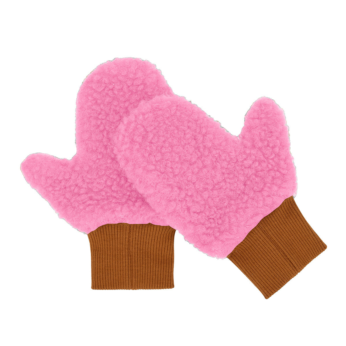 Moufles en moumoute bicolore Heaty Kira pour enfant et bébé – vue à plat - face rose