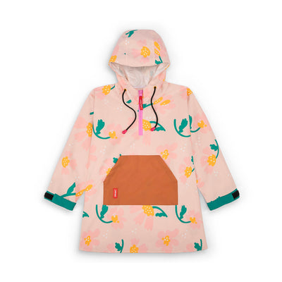 Poncho de pluie enfant rose motif fleurs poche camel Hello Hossy
