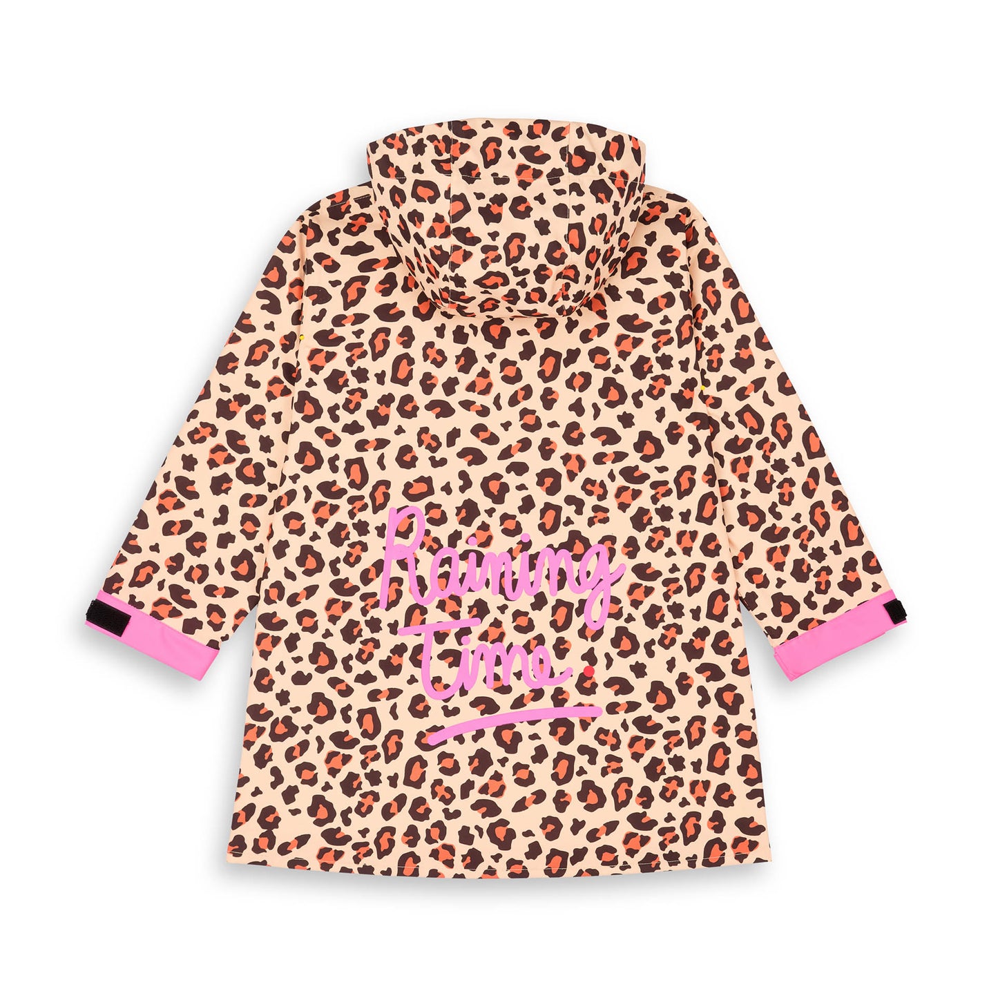 Poncho de Pluie avec capuche Léopard pour enfant et parent – vue à plat, de dos