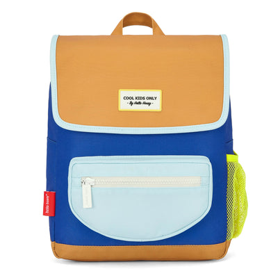 Sac à dos enfant bleu pochette zip coque camel Hello Hossy