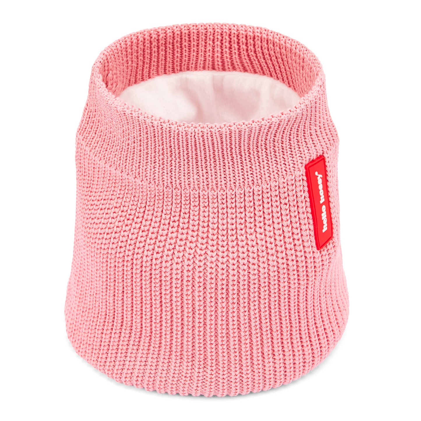 Snood enfant rose tricot doublure polaire étiquette rouge Hello Hossy