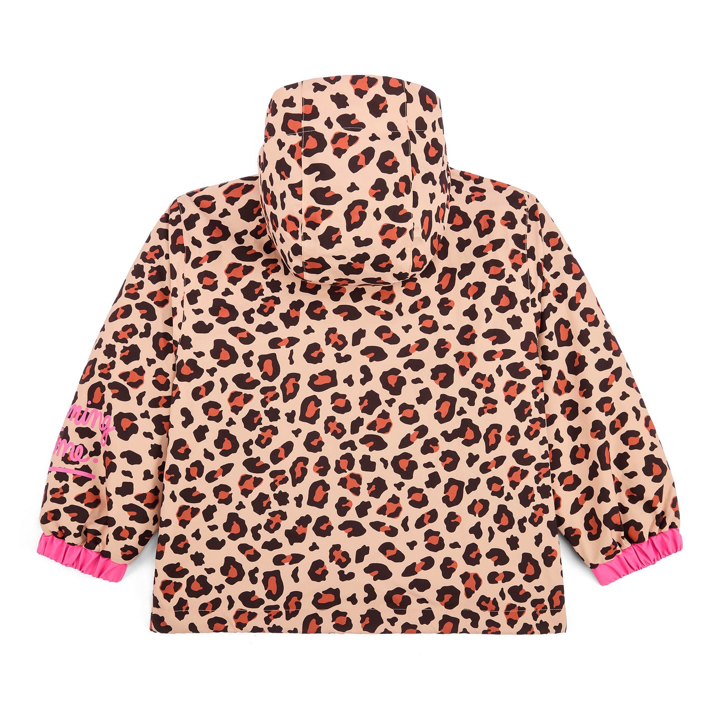 Veste hiver enfant motif léopard capuche manches élastiquées roses Hello Hossy
