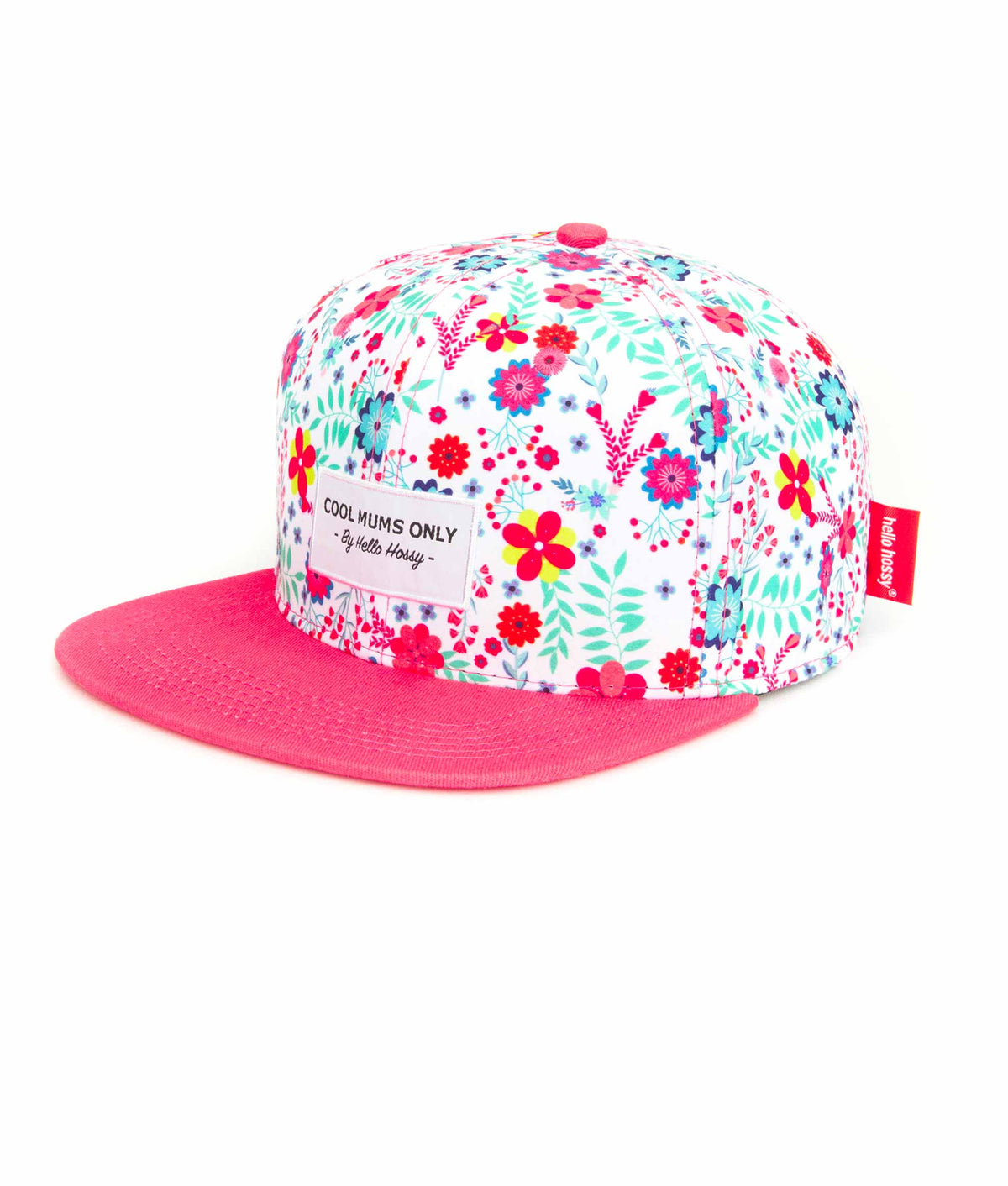 Casquette enfant imprimé fleurs blanc rose visière plate Hello Hossy