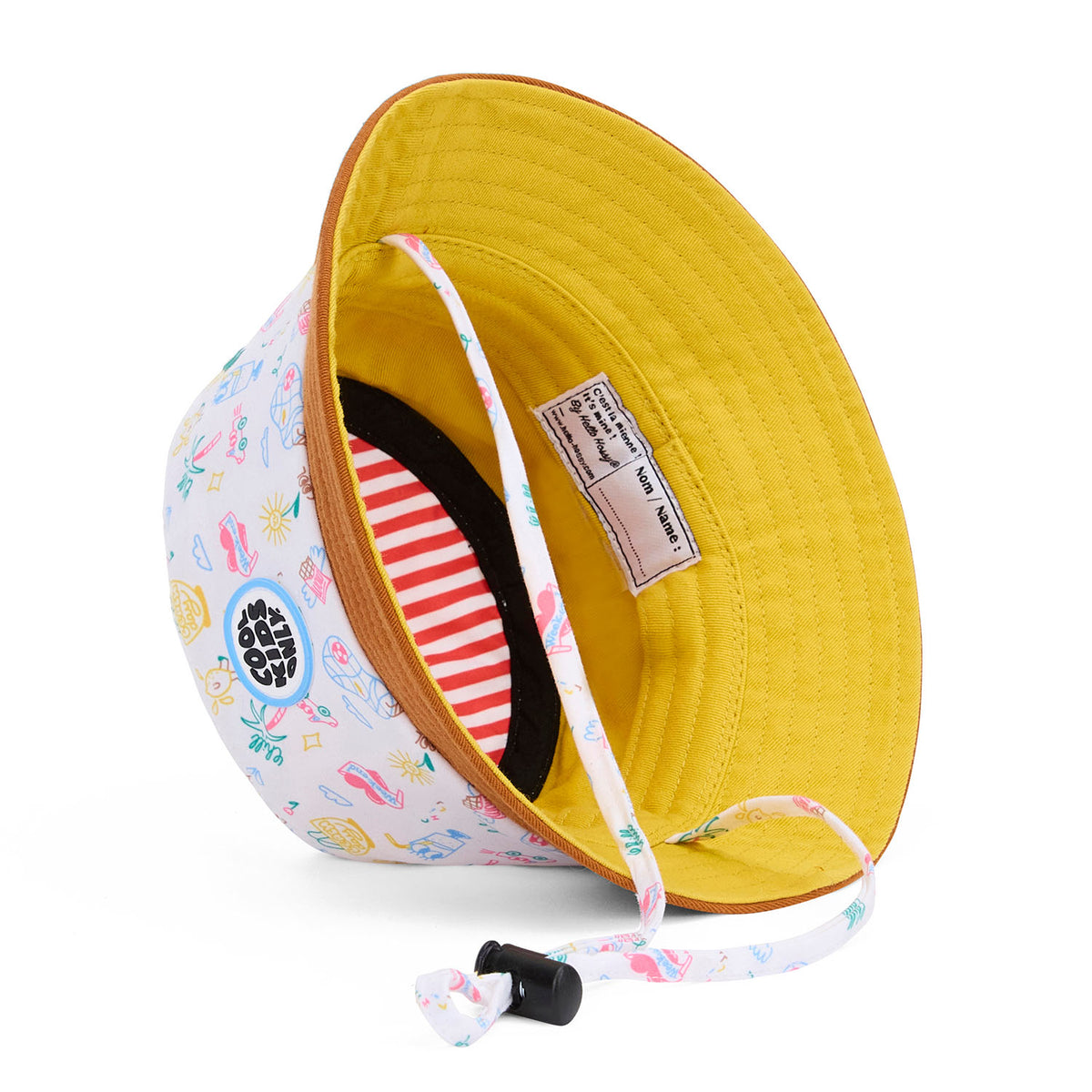 Bob enfant blanc motif voyage intérieur jaune Hello Hossy