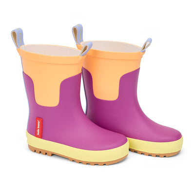 Bottes de pluie enfant violet orange semelle jaune Hello Hossy
