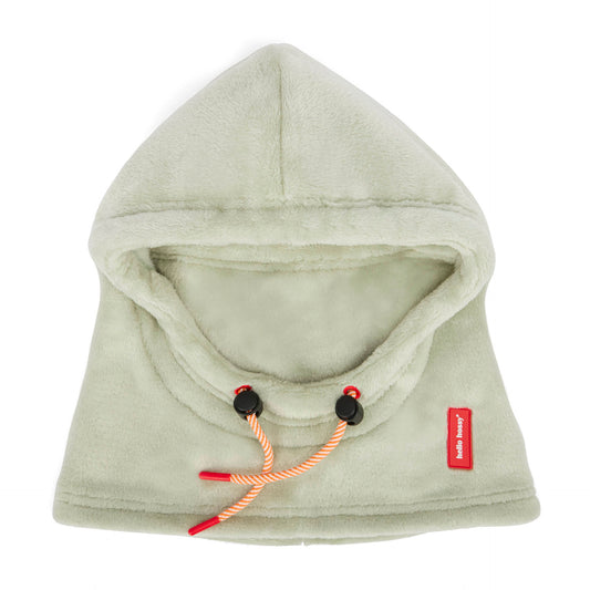 Cagoule en polaire verte Warmy Green pour enfant et bébé – vue à plat