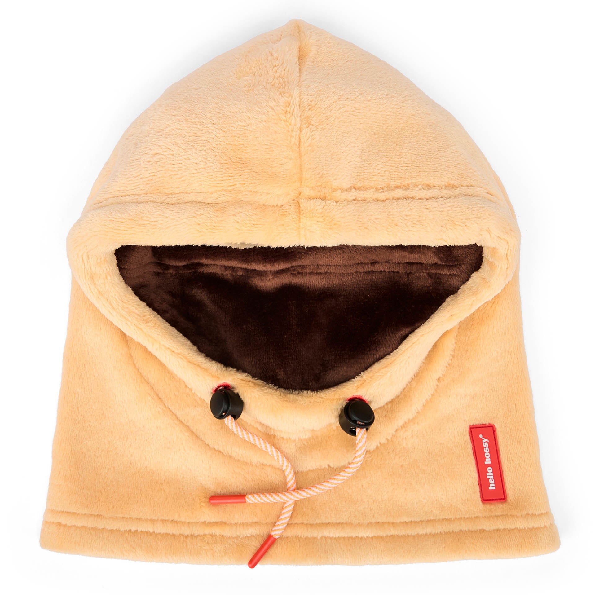 Cagoule enfant beige marron polaire liens ajustables Hello Hossy