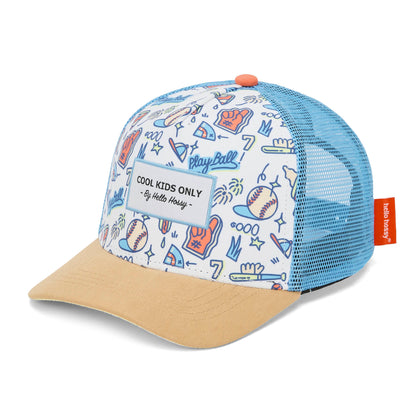 Casquette enfant trucker bleue motif baseball non portée Hello Hossy