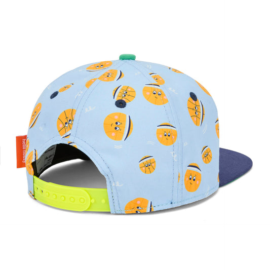 Casquette enfant bleu clair imprimé ballons détail attache arrière Hello Hossy