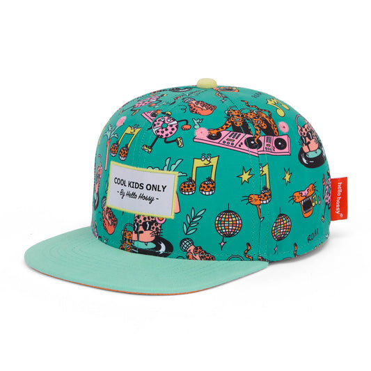 Casquette enfant verte à motifs colorés non portée Hello Hossy