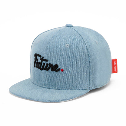 Casquette Enfants Jean Future, visière plate, coton biologique, certifiée Oeko-Tex, dès 9 mois, Cool Kids Only !