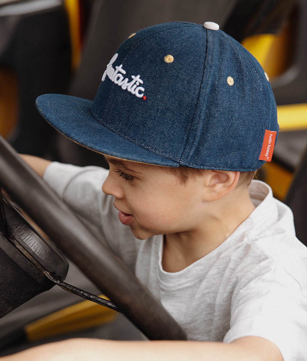 Casquette Parents-Enfants Jean Funtastic, visière plate, coton biologique, certifiée Oeko-Tex, dès 9 mois, Cool Kids Only !