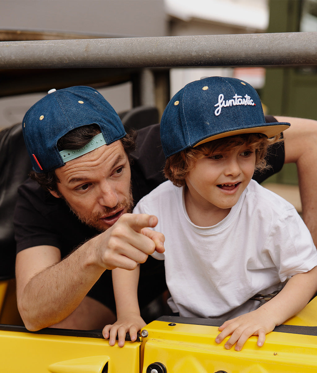 Casquette Parents-Enfants Jean Funtastic, visière plate, coton biologique, certifiée Oeko-Tex, dès 9 mois, Cool Kids Only !