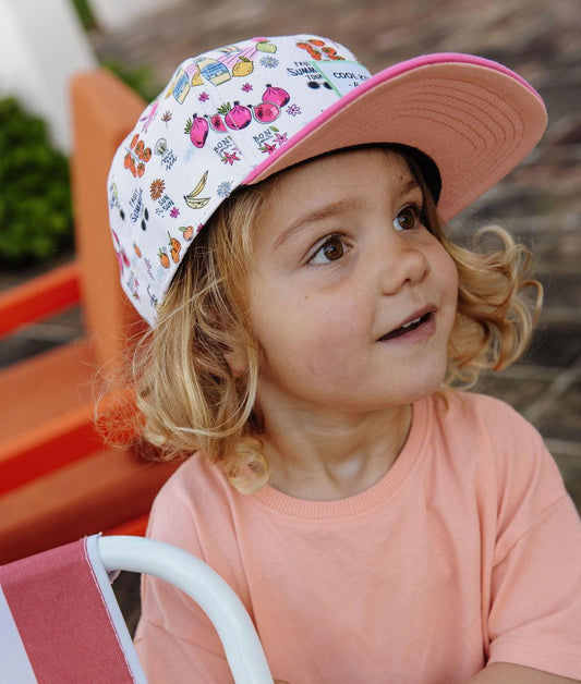 Casquette enfant illustrée visière plate rose Hello Hossy
