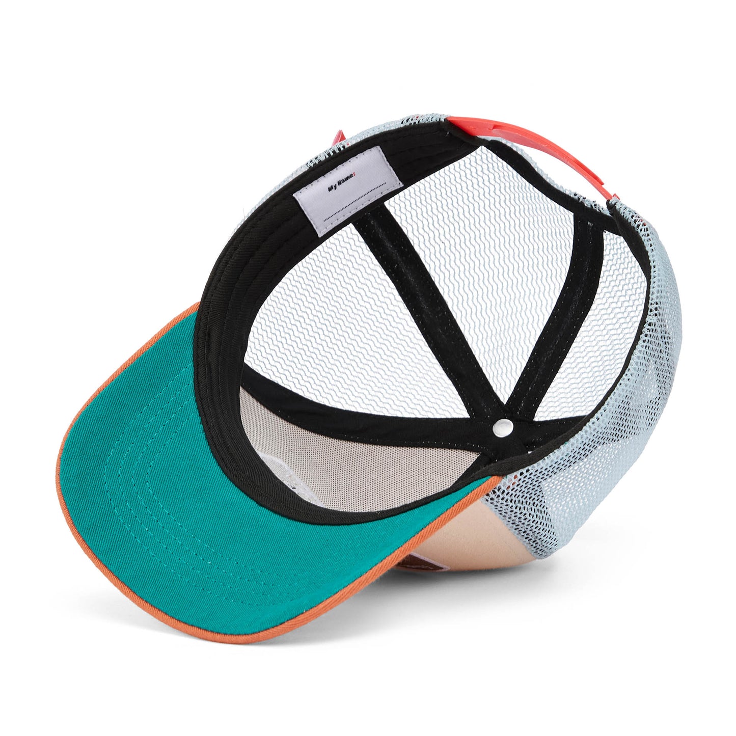 Casquette enfant beige orange visière courbée filet arrière Hello Hossy