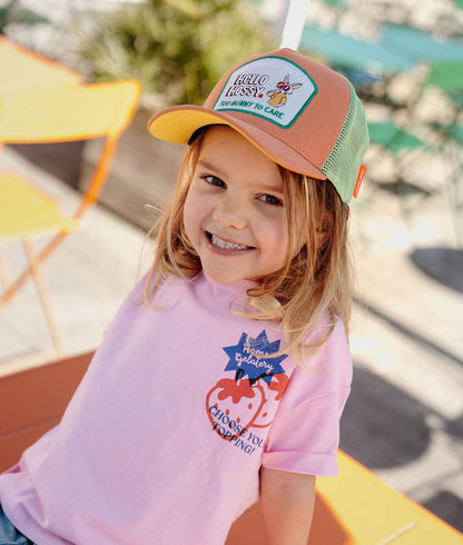 Casquette enfant marron vert visière courbée patch lapin Hello Hossy