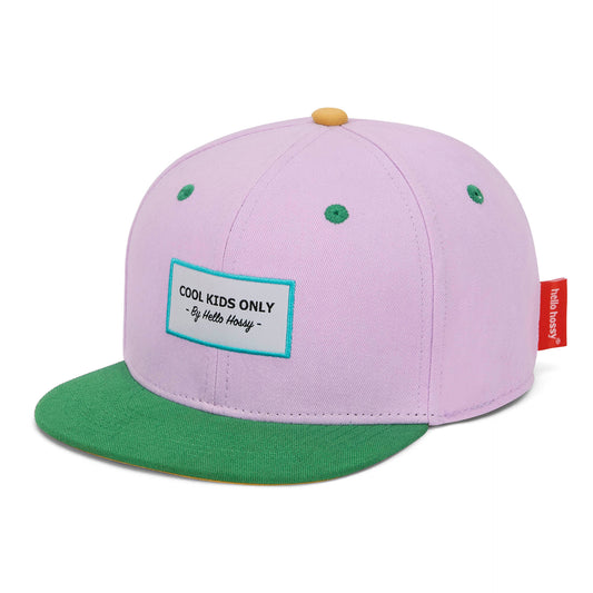 Casquette enfant rose visière verte visière plate non portée Hello Hossy