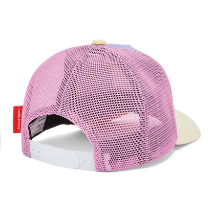 Casquette enfant violette et rose détail attache arrière Hello Hossy