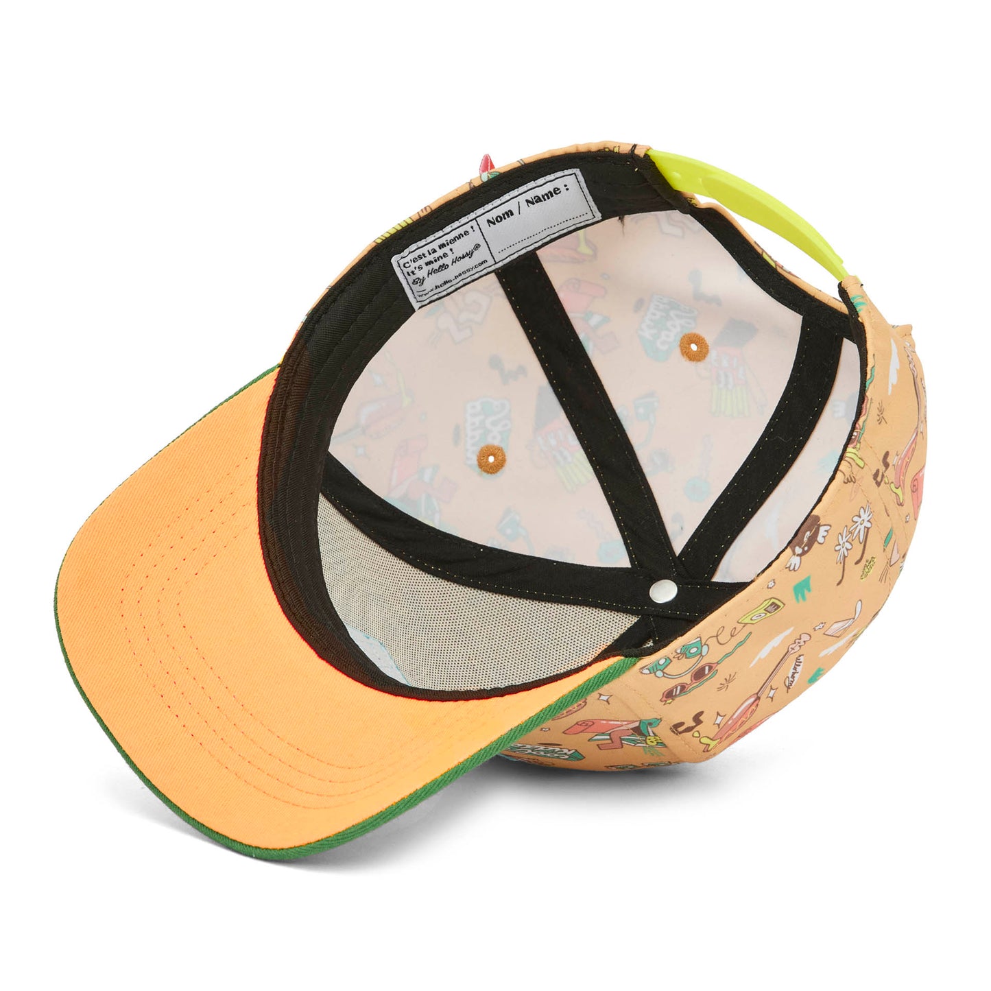 Casquette enfant vert camel imprimé musique visière courbée Hello Hossy