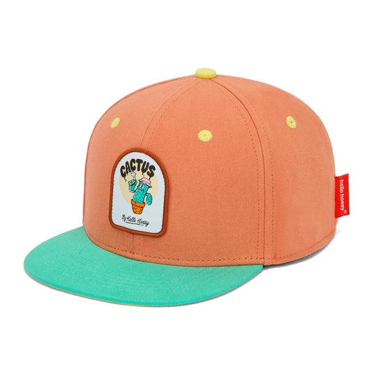 Casquette enfant orange visière verte patch cactus Hello Hossy