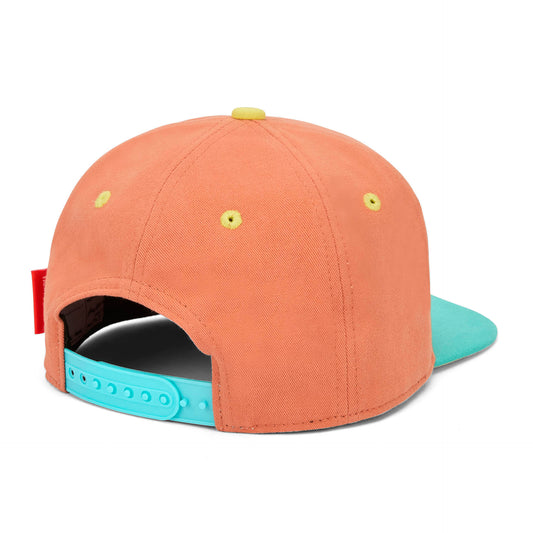 Casquette enfant orange visière plate bleu dos réglable Hello Hossy