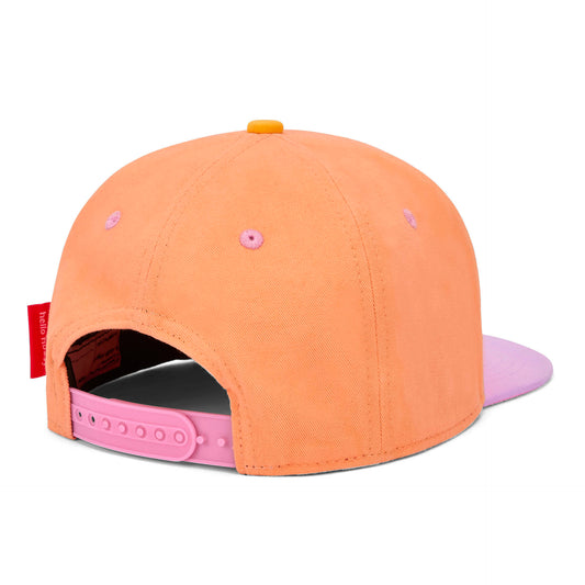 Casquette enfant orange rose visière plate détail réglable Hello Hossy