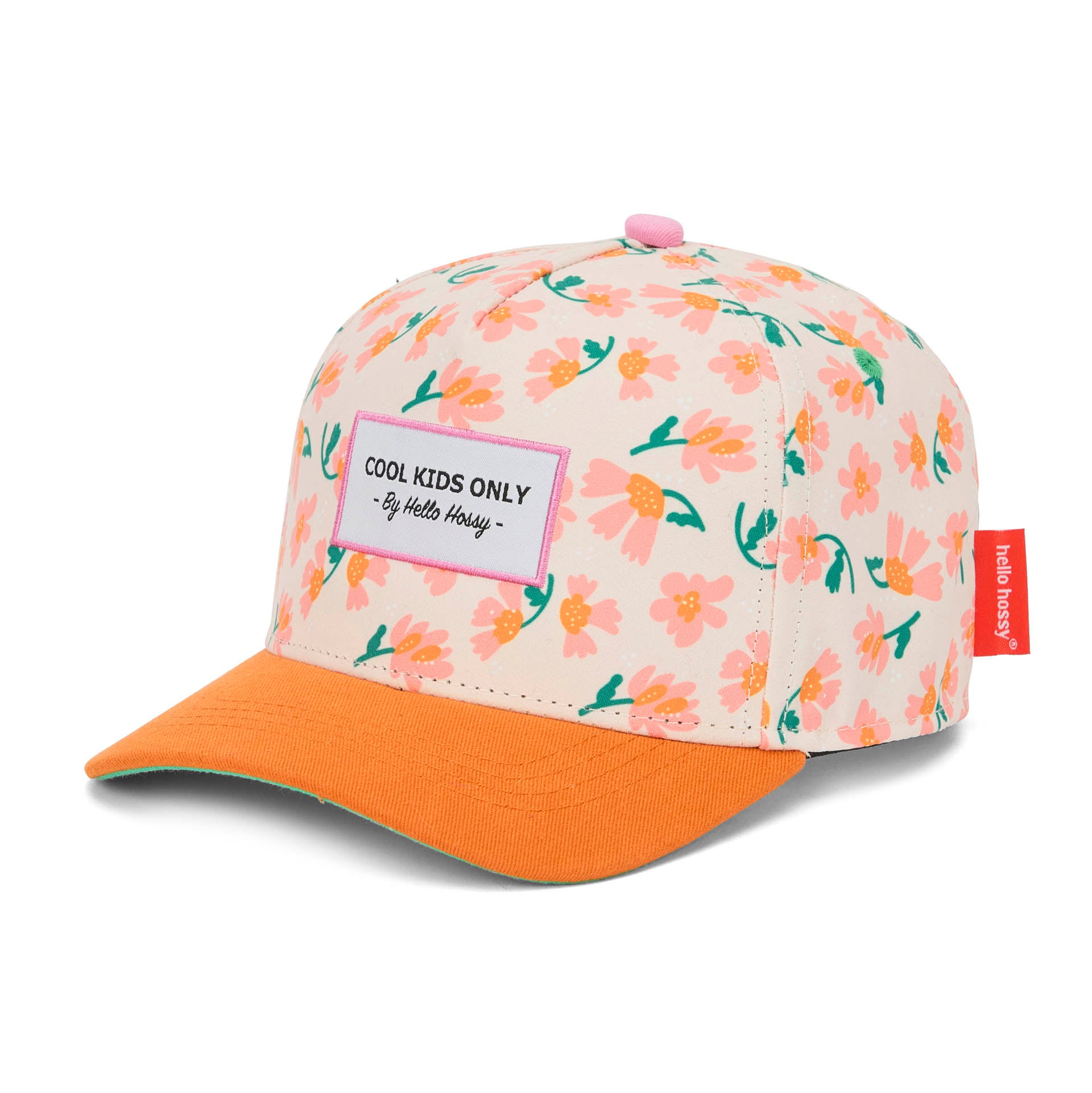 Casquette enfant crème à fleurs visière orange non portée Hello Hossy