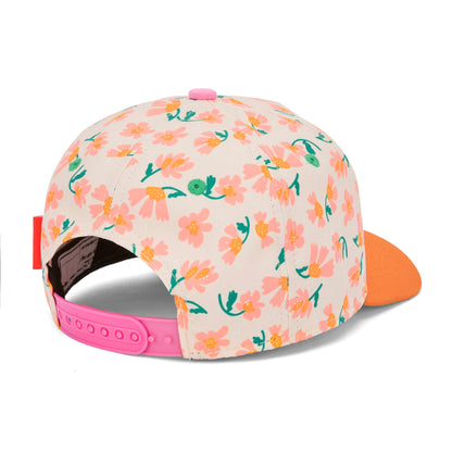 Casquette enfant crème à fleurs colorées détail attache arrière Hello Hossy