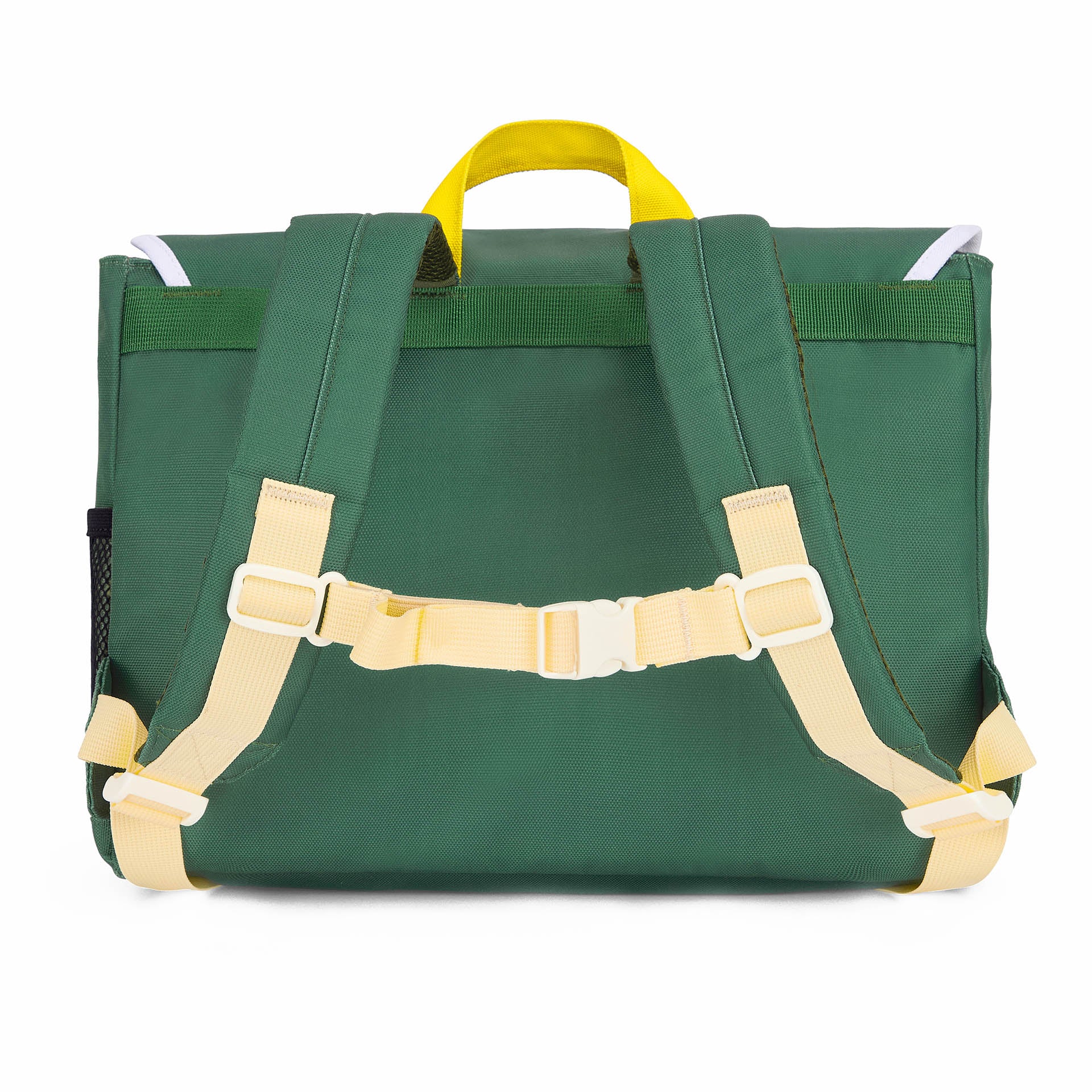 Sac à dos enfant vert bretelles ajustables poignée jaune Hello Hossy