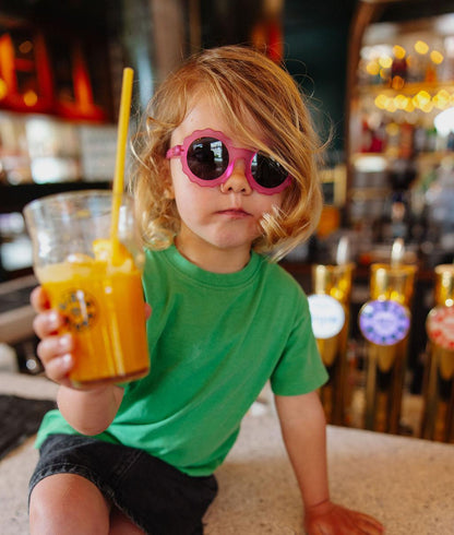 Lunettes de soleil enfant fuchsia forme fleur Hello Hossy