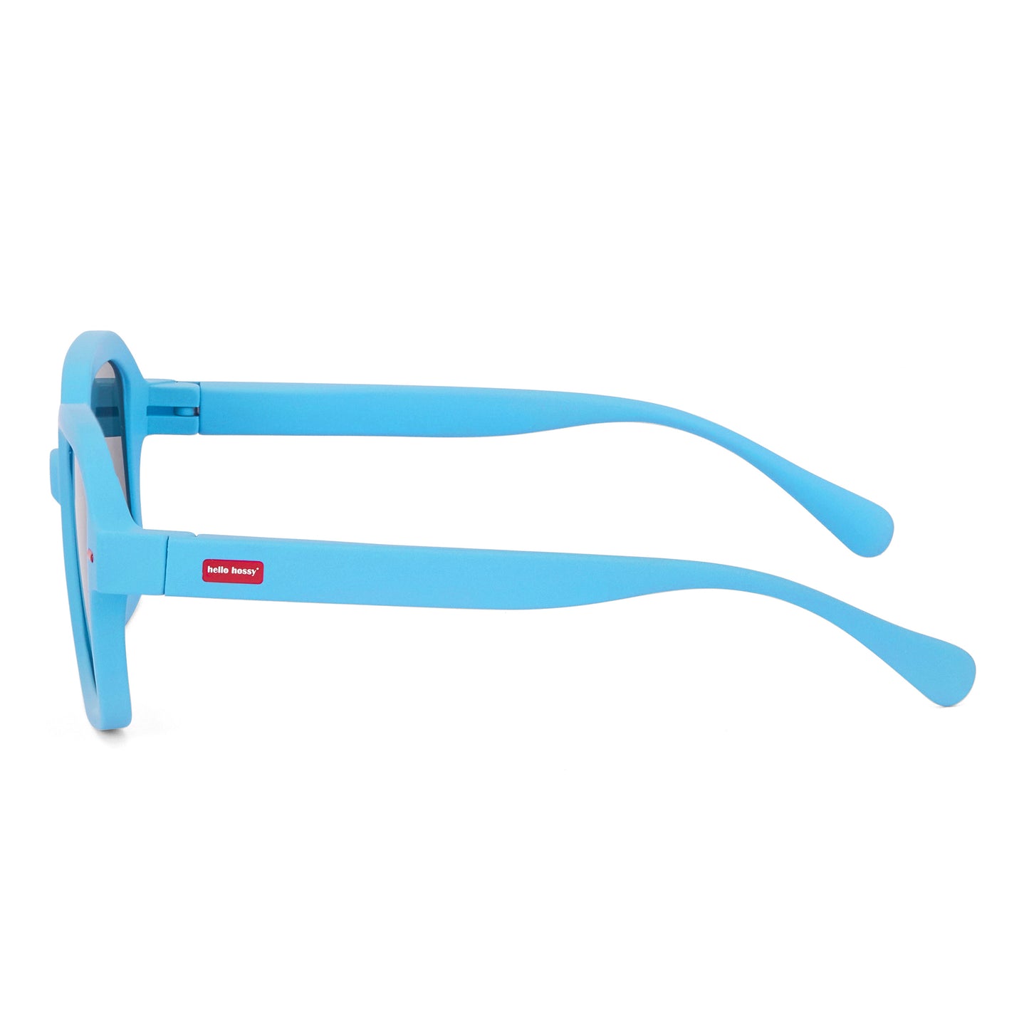 Lunettes de soleil enfant bleu forme carrée branches mates Hello Hossy