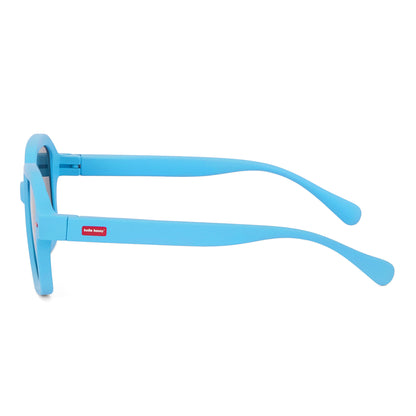 Lunettes de soleil enfant bleu forme carrée branches mates Hello Hossy