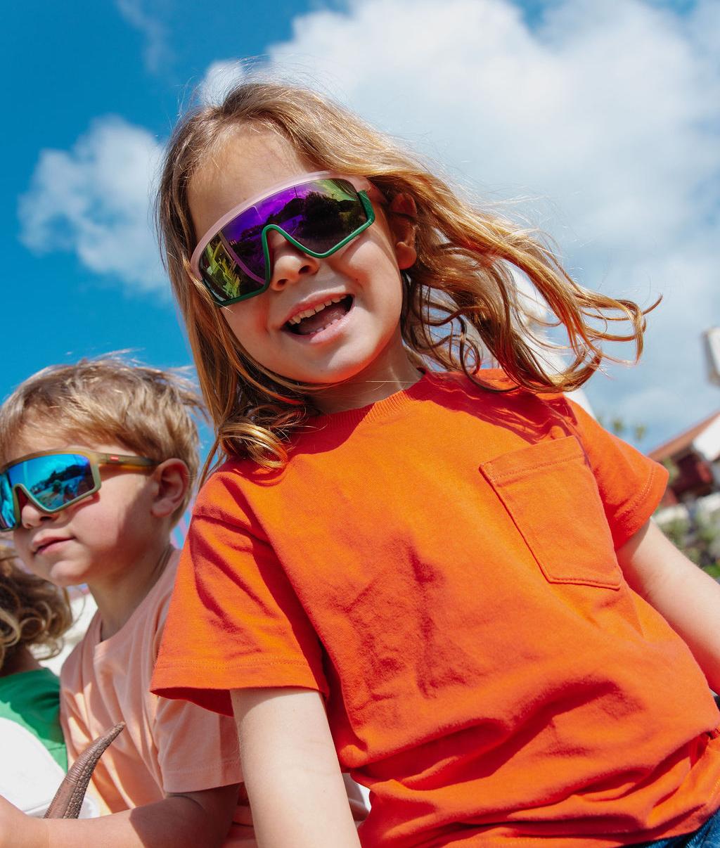 Lunettes de soleil enfant monture rose verres verts Hello Hossy