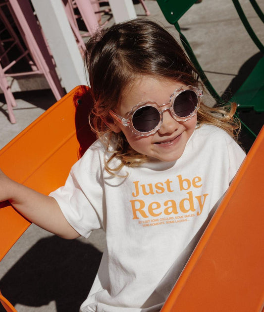 Lunettes de soleil enfant blanc transparent forme fleur Hello Hossy