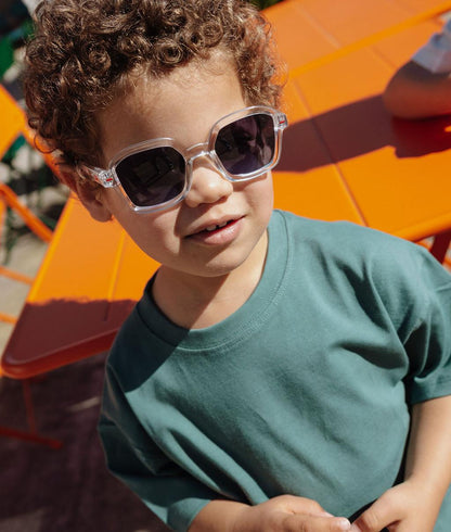 Lunettes de soleil enfant blanc transparent forme carrée Hello Hossy