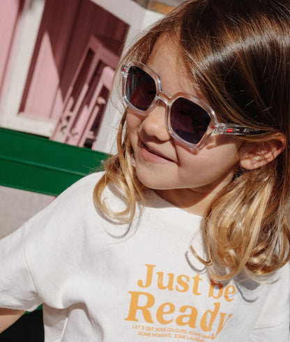 Lunettes de soleil enfant blanc transparent forme carrée verres dégradés Hello Hossy
