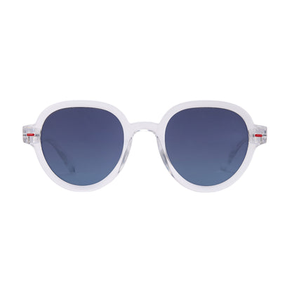 Lunettes de soleil enfant blanc transparent forme ronde verres bleutés Hello Hossy