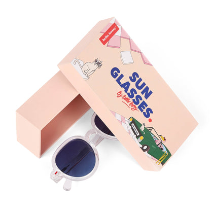 Lunettes de soleil enfant blanc forme ronde verres foncés Hello Hossy