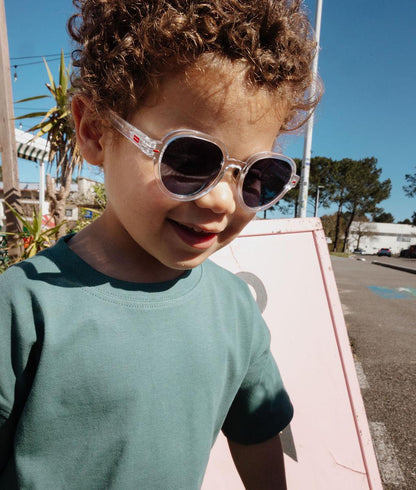Lunettes de soleil enfant blanc transparent forme ronde Hello Hossy