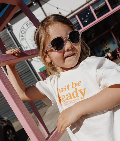 Lunettes de soleil enfant blanc transparent forme ronde verres foncés Hello Hossy
