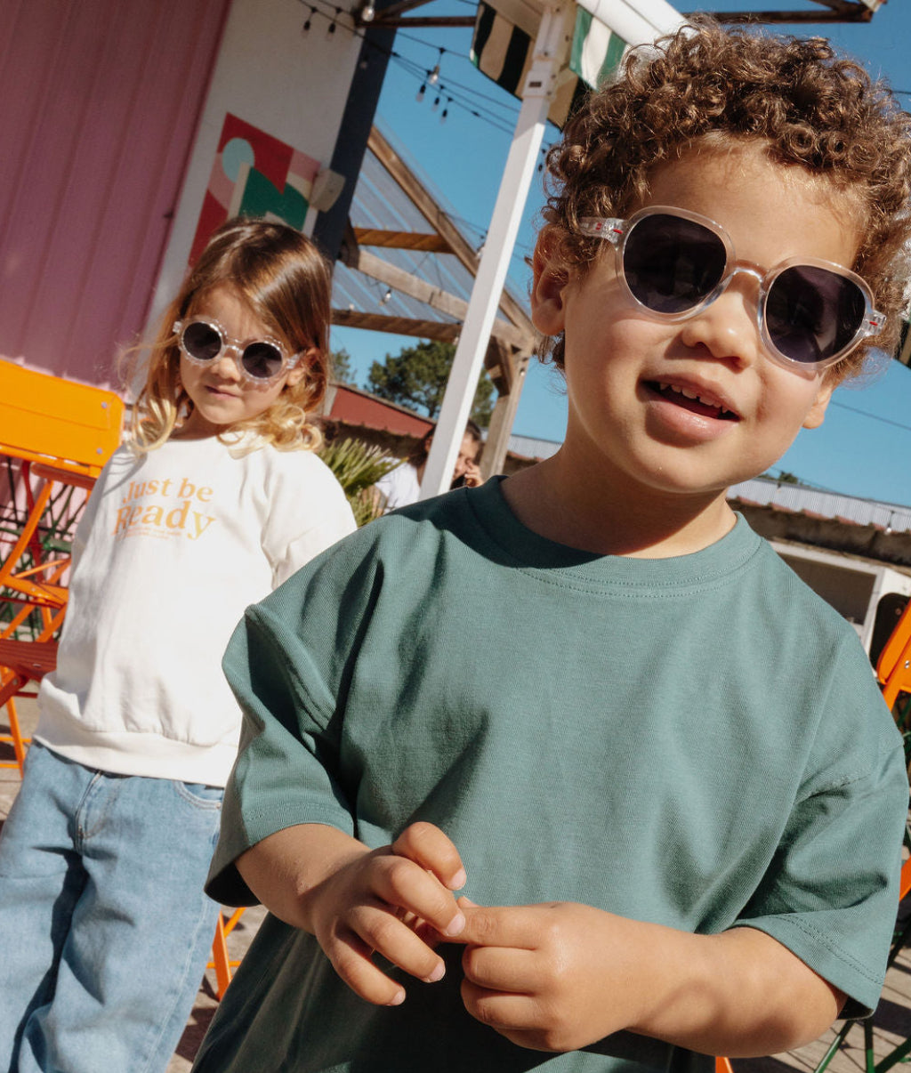 Lunettes de soleil enfant blanc transparent forme ronde Hello Hossy