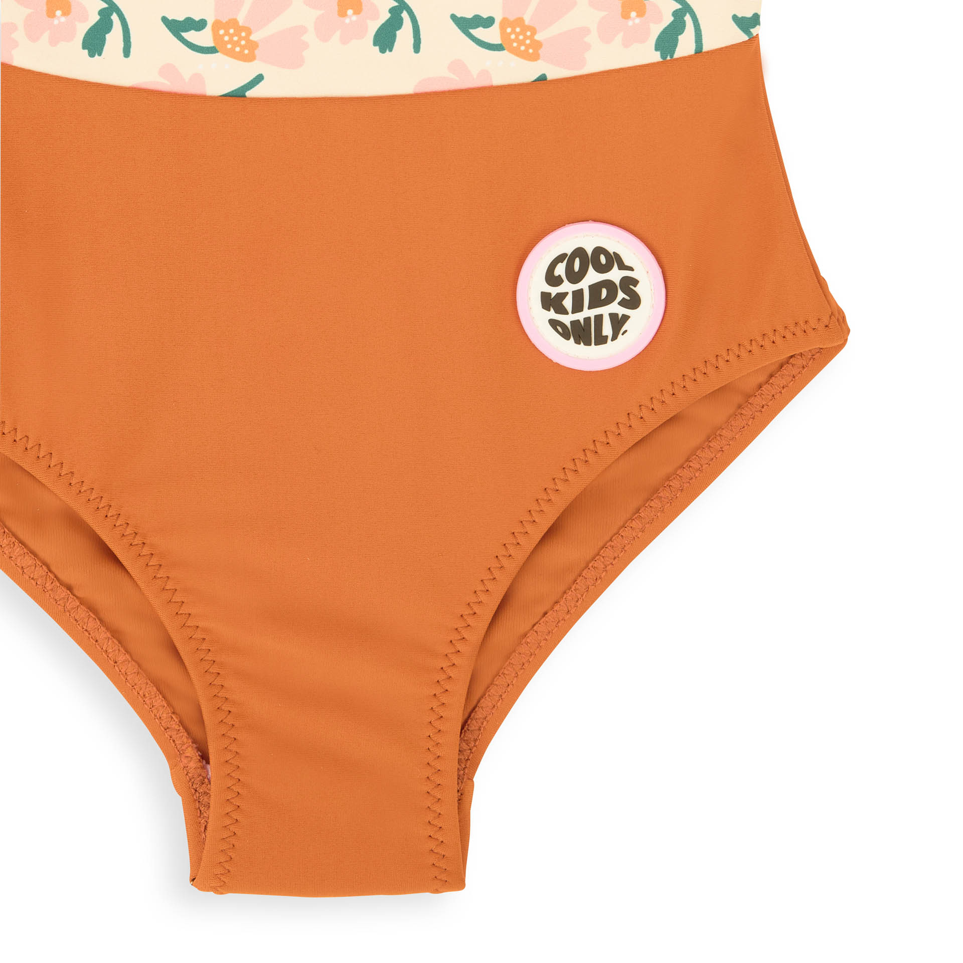 Maillot fille orange imprimé fleurs patch Cool Kids Only Hello Hossy