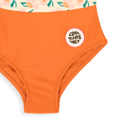 Maillot fille orange imprimé fleurs patch Cool Kids Only Hello Hossy