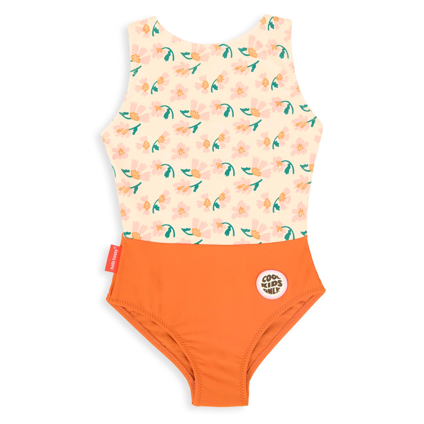 Maillot fille rose orange imprimé fleurs patch rond Cool Kids Only Hello Hossy