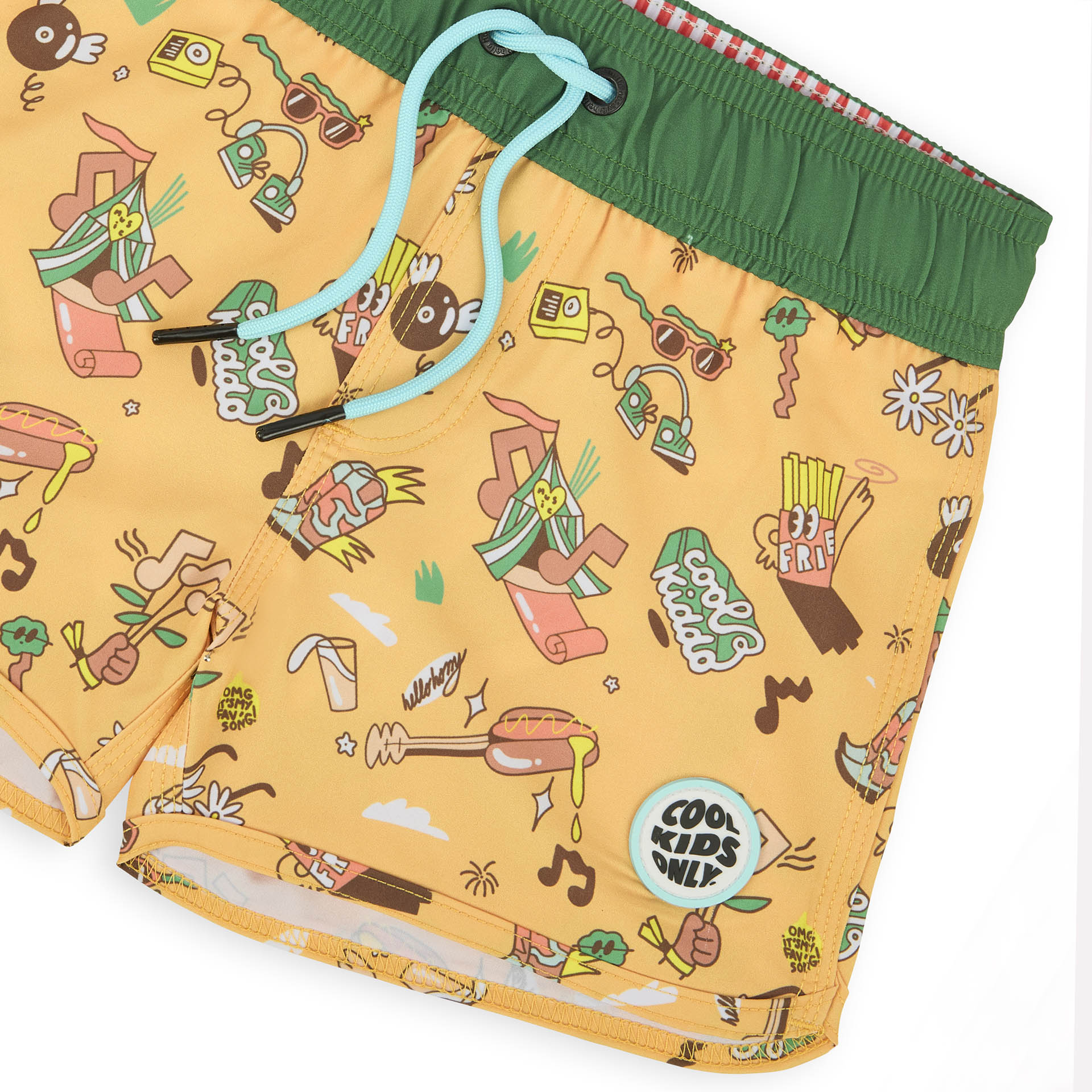 Maillot garçon camel imprimé musique patch rond Cool Kids Only Hello Hossy