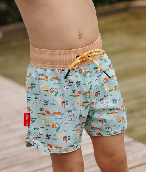 SHORT DE BAIN LONG GARÇON JOKO WORD VERT TRIBORD|MAROC SHORT DE BAIN LONG GARÇON JOKO WORD VERT TRIBORD|MAROC