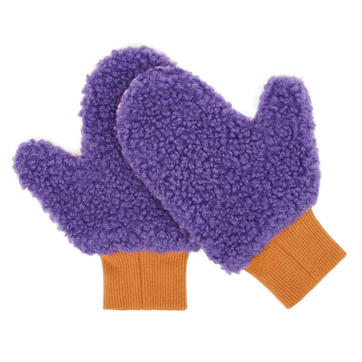 Moufles enfant violet effet moumoute poignet orange Hello Hossy