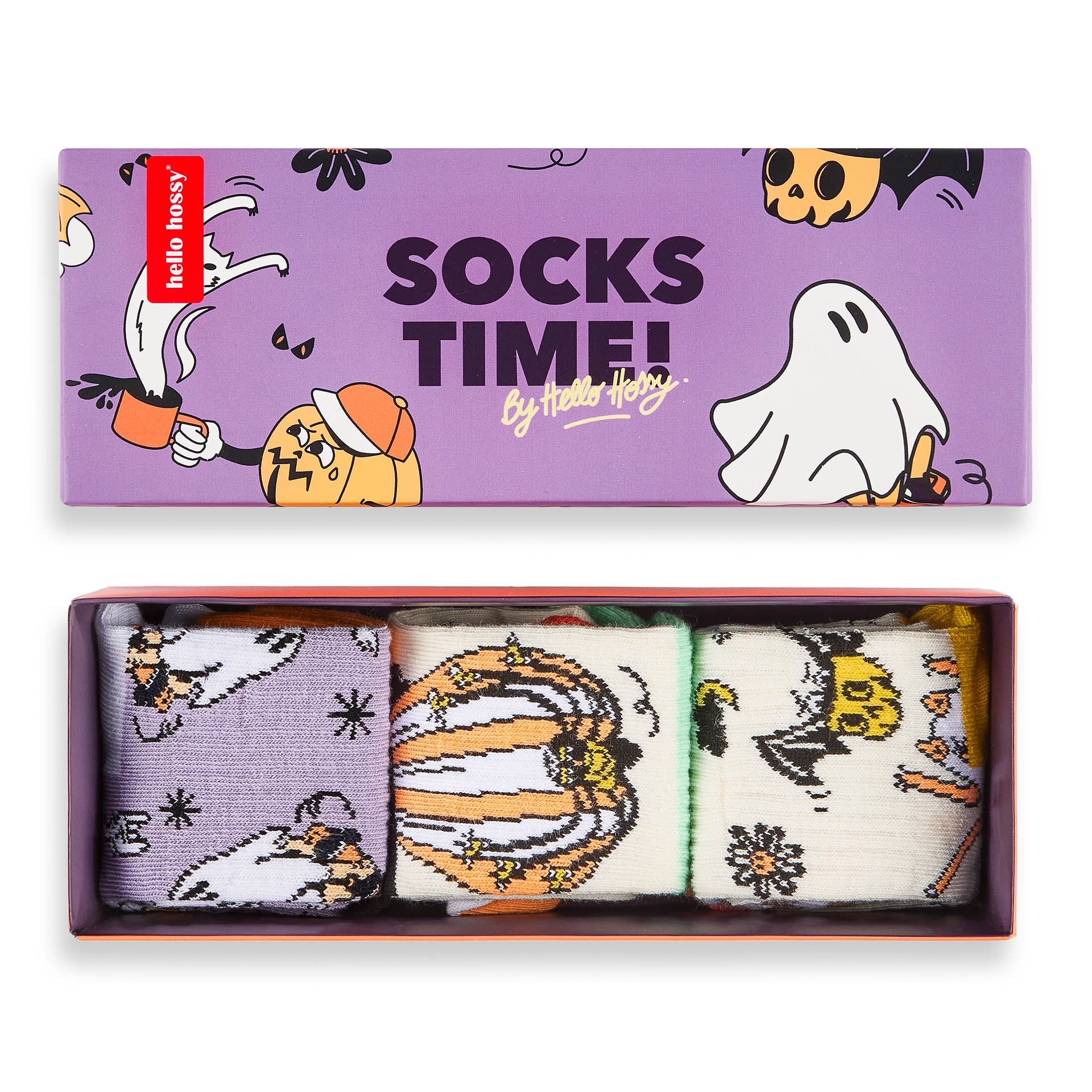 Pack chaussettes enfant motifs Halloween citrouille fantôme coloré Hello Hossy